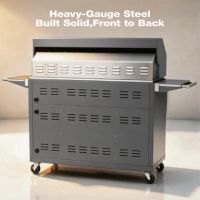Barbecue à gaz autonome de luxe gris en acier inoxydable 304 de 12 mm avec grille de cuisson de 828 pouces carrées pour cuisine extérieure – Entrepôt américain