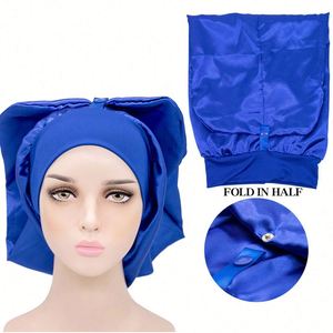 Bonnets extra longs pour tresses, bonnet de nuit en satin à large bande, bonnet en soie personnalisé avec logo et bouton-pression - Product Image 2