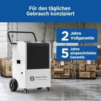 Déshumidificateur commercial et industriel Moiswell DE90 110L, débit d'air 520CMH, 915W, dégivrage automatique, tuyau de drainage 5m, blanc, neuf