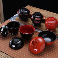 Série Double Sword Bowl, vaisselle japonaise, ensemble de bols en plastique pour soupe, riz et dessert, design fileté