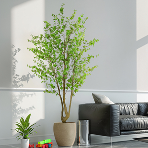 Grande albero di ulivo finto interno-esterno verde giallo foglia di erba PE plastica in vaso decorazione verde casa ufficio artificiale - Product Image 3