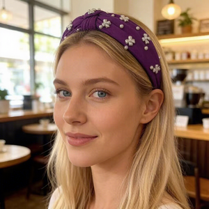 Bandeau de cheveux personnalisé créatif avec nœud papillon blanc, simple, orné de strass et de perles, accessoires pour cheveux - Product Image 1