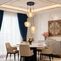 Lustre de salle à manger en verre couleur ambre pour l'éclairage du salon, lampe suspendue pour restaurant