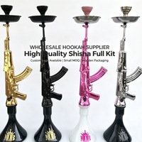 Ensemble de chicha arabe de luxe avec pipe à fumer en verre style AK47 et boîte cadeau
