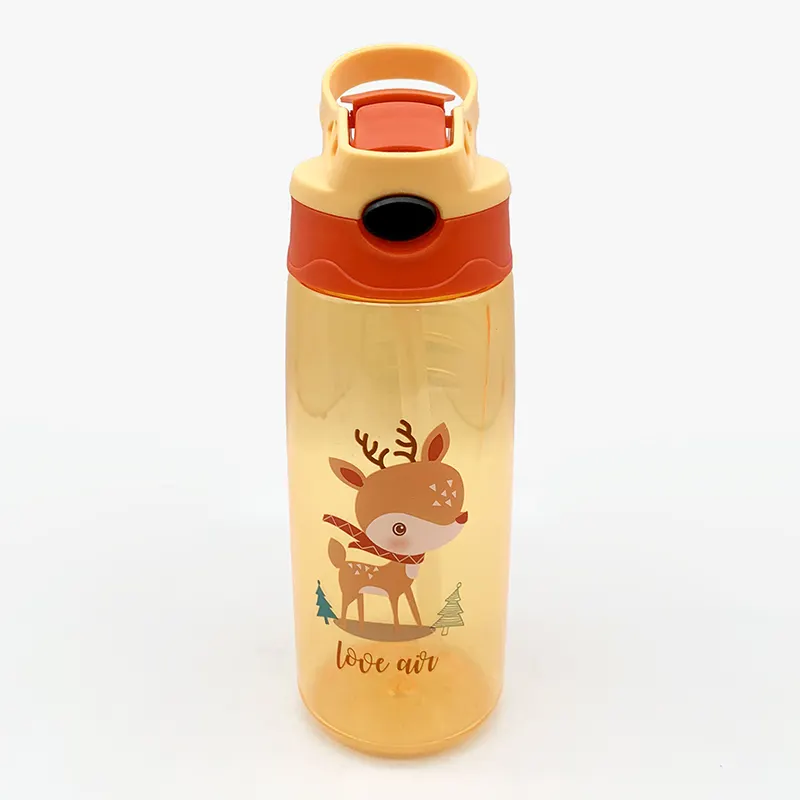 Customized Logo Eco Friendly Portable Transparent Straw Bottle With Handle BPA Free Wholesale School Kids Cute Water Bottle
