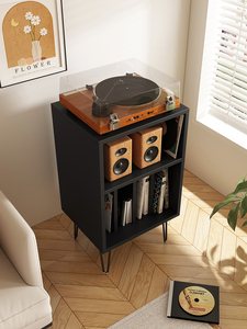Bibliothèque en bois massif au design moderne européen Armoire à haut-parleurs Armoire à disques vinyles pour la maison ou l'hôtel Salon - Product Image 5