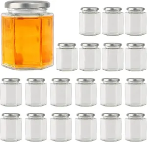 Produsen Sampel Gratis 45Ml 90Ml 120Ml 180Ml 280Ml 380Ml 500Ml Hexagon Glass Jar Madu