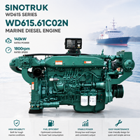 Moteur diesel marin SCDC Sinotruk WD615 WD615.61C02N turbocompressé 140 kW 190 CV 1800 tr/min 6 cylindres complet pour bateau de travail