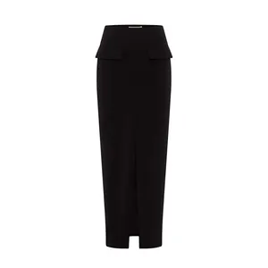 Плиссированная длинная юбка для женщин осень/зима продвинутая черная прямая юбка для похудения