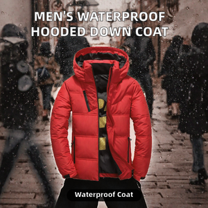 <b>Men's</b> Winter Hooded Waterproof Canvas <b>Down</b> <b>Jacket</b> 65% <b>Down</b> <b>Filled</b> Windproof Casual Zipper Coat Plus Size - Product Image 2
