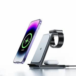 Qi Certified 2 Coils Wireless Chargers 15W Wireless Charger Stand For Phone Qi2 Wireless i-Watch Charger Station for LG/Android