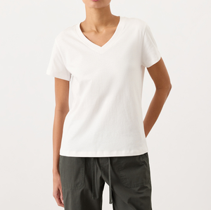 OEM Custom 100% Cotton Loose Fit V-Neck Solid Plain T-Shirts for Women With <b>Printed</b> Logo - Product Image 1