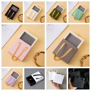 Forma quadrata all'ingrosso cassetto scorrevole scatola anello pieghevole collana di gioielli scatola di imballaggio con manico caja de joya - Product Image 4
