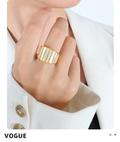 Bague de cocktail réglable en acier inoxydable de mode vintage déclaration audacieuse bijoux en pierres précieuses pour femmes conception de coquille large