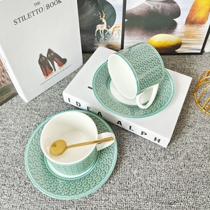 Best Selling Nordic Luxury Green Restaurant <b>Set</b> Ceramic Cup & Saucer with Gift Box - Product Image 4