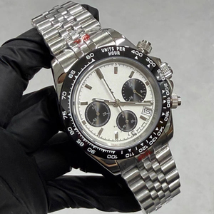 Montre chronographe à quartz pour homme de 39 mm, lunette noire, cadran argenté, cristal saphir avec mouvement japonais VK63 - Product Image 2