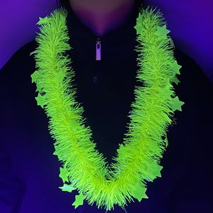 Guirlande de Noël HLC fluorescente couleur macaron, collier thème néon, rose, jaune, vert, qui brille dans le noir, guirlande de guirlandes scintillantes - Product Image 5