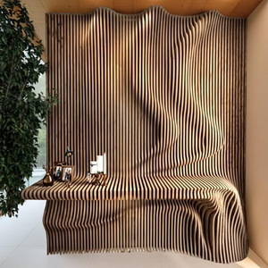 Pannello Murale 3D Parametrico, Decorazione in Legno Ondulato, Arte Murale Parametrica in Legno per Hotel - Product Image 4
