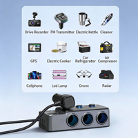 Cargador de Coche GXY GC06 con 4 Puertos USB-C PD de Carga Rápida, Monitoreo de Voltaje, Encendedor de Cigarrillos, 12-24V, Indicador LED, Cable Retráctil Portátil