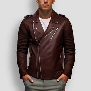 Veste en cuir mince de haute qualité pour hommes Nouveau design Veste d'hiver de couleur unie en tissu de toile Style High Street - Product Image 2