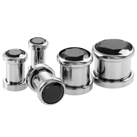 Paire de bouchons d'oreille et de tunnels en acier inoxydable Piercing Expander Piercing Stretchers Plug oreille jauges avec Zircon