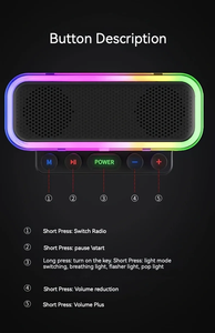 Giá bán buôn xách tay loa kép không dây nhỏ <span class=keywords><strong>Bluetooth</strong></span> loa với bàn phím cơ khí và đầy màu sắc LED ánh sáng - Product Image 6