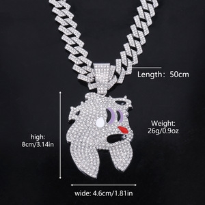 Collana con Catena Cubana Stile Europeo-Americano di Alta Gamma con Farfalla in Pietra Naturale, Gioielli Hip Hop Placcati Oro/Argento - Product Image 4