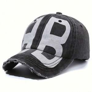 Casquettes de baseball personnalisées en coton non structuré avec logo imprimé, effet vieilli et visière délavée, style vintage, pour hommes - Product Image 1