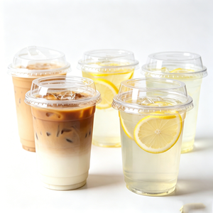 Vasos de Plástico Transparente Reutilizables Personalizados de 12oz 16oz 500ml para Jugos, con Tapa, para Bodas, Fiestas, Tiendas de Té Boba y Cafés - Product Image 1
