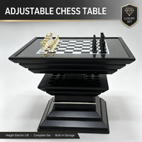 Table d'échecs moderne de luxe à hauteur réglable avec base sur pieds, table de jeu élévatrice personnalisable en couleur pour le divertissement à domicile