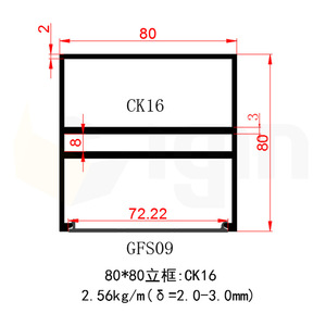 เสาอลูมิเนียมโปรไฟล์ 80x80 แบบสองริบ CK16 สำหรับห้องซันรูม ใช้ในงานอุตสาหกรรมและงานโยธา - Product Image 2