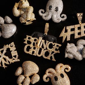 Jin'ao European American Letter Hip Hop Pendant Copper Inlaid Zircon Trendy Unisex All-match Accessories Factory Direct Sales - Product Image 1