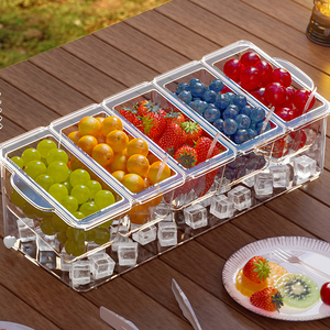 Plateau <span class=keywords><strong>de</strong></span> <span class=keywords><strong>conservation</strong></span> des fruits transparent à 5 grilles <span class=keywords><strong>pour</strong></span> la cuisine Conteneurs <span class=keywords><strong>de</strong></span> stockage <span class=keywords><strong>de</strong></span> condiments Boîte à <span class=keywords><strong>salade</strong></span> réfrigérée divisée avec couvercle - Product Image 1