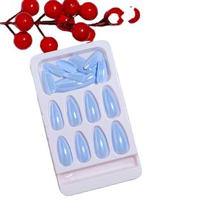 <span class=keywords><strong>Uñas</strong></span> Postizas Acrílicas Transparentes <span class=keywords><strong>Azul</strong></span> <span class=keywords><strong>Claro</strong></span> de Lujo, Cobertura Completa, Efecto Espejo Mágico, Brillo Acuático - Product Image 2