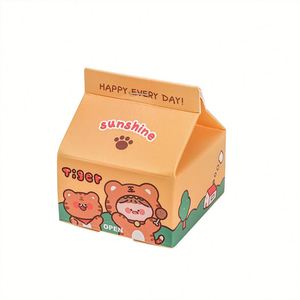 Bloc de Notas con Forma de Cartón de Leche con Animales Adorables, Bloc de Notas de Dibujos Animados No Adhesivo, Personalizable - Product Image 1