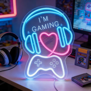 Lumière d'ambiance à thème e-sport, néon RVB en forme de cœur, pour casque et manette de jeu, décoration de bureau pour salle de gaming et streaming en direct - Product Image 1