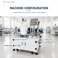 Machine d'étiquetage semi-automatique à enveloppement complet pour bouteilles carrées, hexagonales et seaux, type sur pied