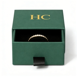 กล่องใส่แหวนพรีเมียม กล่องของขวัญเครื่องประดับหนัง PU หรูหรา พร้อมช่องใส่กำมะหยี่ ปั๊มฟอยล์ โลโก้สั่งทำได้ สำหรับบรรจุภัณฑ์เครื่องประดับแบรนด์ดัง - Product Image 5