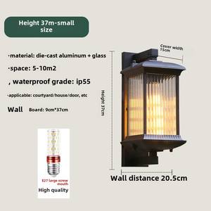 Lampu dinding luar ruangan Led Modern lampu balkon energi surya lampu taman perlengkapan luar ruangan lampu dinding lentera Vintage hitam - Product Image 5
