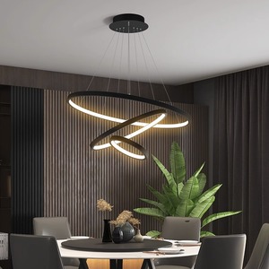 Nordic Modern Metal <strong>Circle</strong> 3 Rings Chandeliers Hanging Lustre Gold Kitchen LED Chandelier Pendant <strong>Light</strong> - Product Image 3