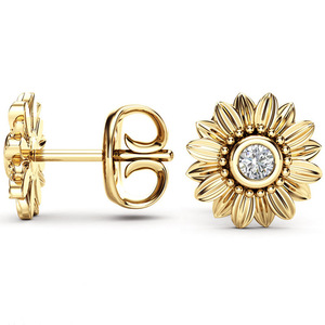 Eleganti Orecchini a Perno a Forma di Girasole per Donne, Orecchini con Pietre Scintillanti, Gioielli alla Moda per Ufficio e Uso Quotidiano, Vendita all'Ingrosso - Product Image 4