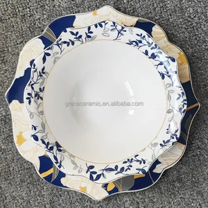 2024 nouvelles tendances forme Unique porcelaine assiettes à dîner personnalisées nouvel os 24 pièces ensemble de vaisselle au Design moderne pour Restaurant cadeau