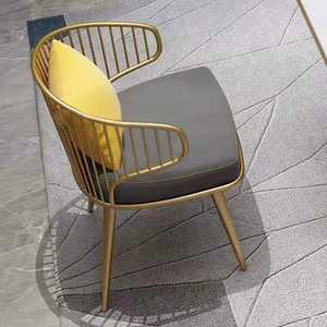 Ghế ăn sắt kiểu Bắc Âu, ghế thư giãn nhà hàng khách sạn, ghế lưng cong có đệm nhung, lưng rỗng - Product Image 6