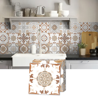 Autocollant de carrelage PVC Smano motif damassé vintage, aspect ciment gris, auto-adhésif, pour sol de cuisine, usage domestique, vente en gros