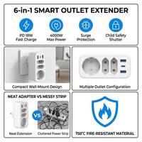 Adaptor Daya Grosir Clieam EU 3 Stopkontak AC dengan 2 USB-A 1 USB-C PD 18W Pengisian Cepat 16A 4000W Multi Soket Colokan Dinding Perjalanan