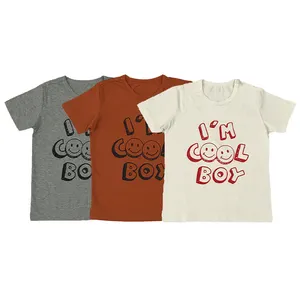 Biologisch Katoen Kids Jongen T-Shirt Aan Te Passen Cool Kid Print Lachende T-Shirt Custom Kids T-Shirts Met Logo Eco-Vriendelijke Jongens T-Shirts