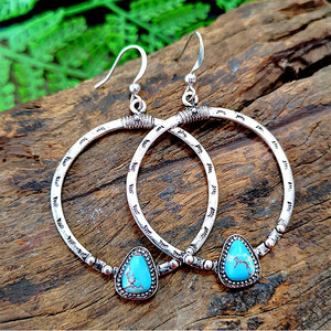 Orecchini Pendenti Rotondi Vintage per Donne, Aspetto Turchese, Orecchini Pendenti Statement, Gioielli di Moda per Uso Quotidiano e Feste - Product Image 6