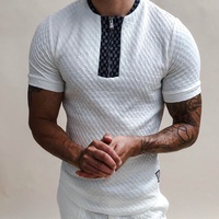 Dewj & H — Camisetas Masculina, t-shirt uni brodé, manches courtes, fermeture éclair, col, tenue décontractée, à la mode, nouvelle collection 2022