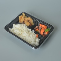 Boîte alimentaire rectangulaire jetable en plastique PP recyclable pour restauration rapide, sandwichs, pizzas, nouilles, chips, aliments en conserve, gaufrée