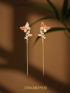 Orecchini Pendenti a Farfalla Placcati Oro con Cristalli e Strass, Gioielli Romantici da Festa per Donne - Product Image 2
